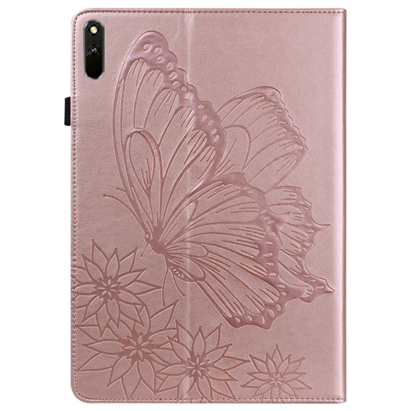 For Huawei MatePad 11 2021 Big Butterfly Embossed Leather Tablet Case(Rose Gold)