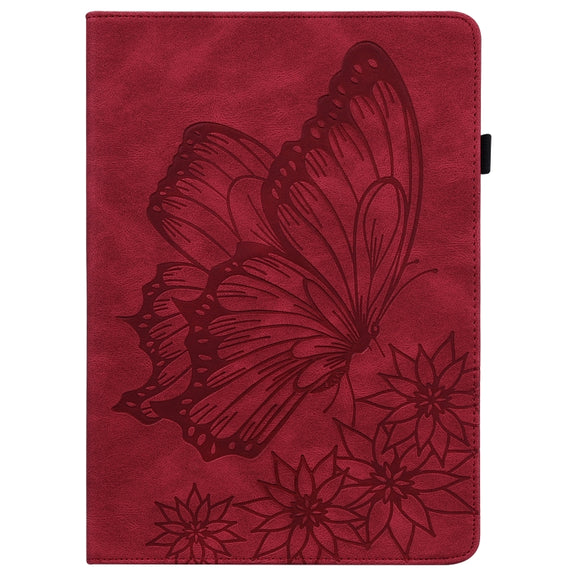For Huawei MatePad 11 2021 Big Butterfly Embossed Leather Tablet Case(Red)