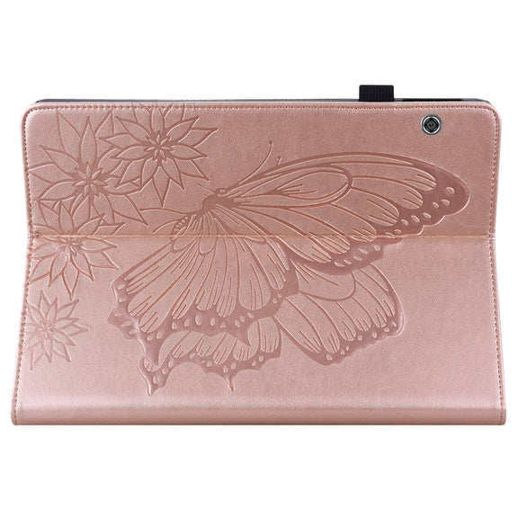 For Huawei MediaPad T5 Big Butterfly Embossed Leather Tablet Case(Rose Gold)