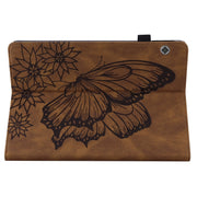 For Huawei MediaPad T5 Big Butterfly Embossed Leather Tablet Case(Brown)