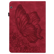 For Huawei MediaPad T5 Big Butterfly Embossed Leather Tablet Case(Red)