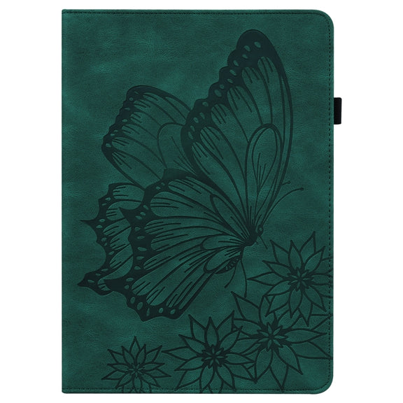 For Huawei MatePad T 10s Big Butterfly Embossed Leather Tablet Case(Green)