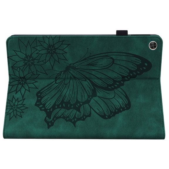 For Huawei MatePad T 10s Big Butterfly Embossed Leather Tablet Case(Green)