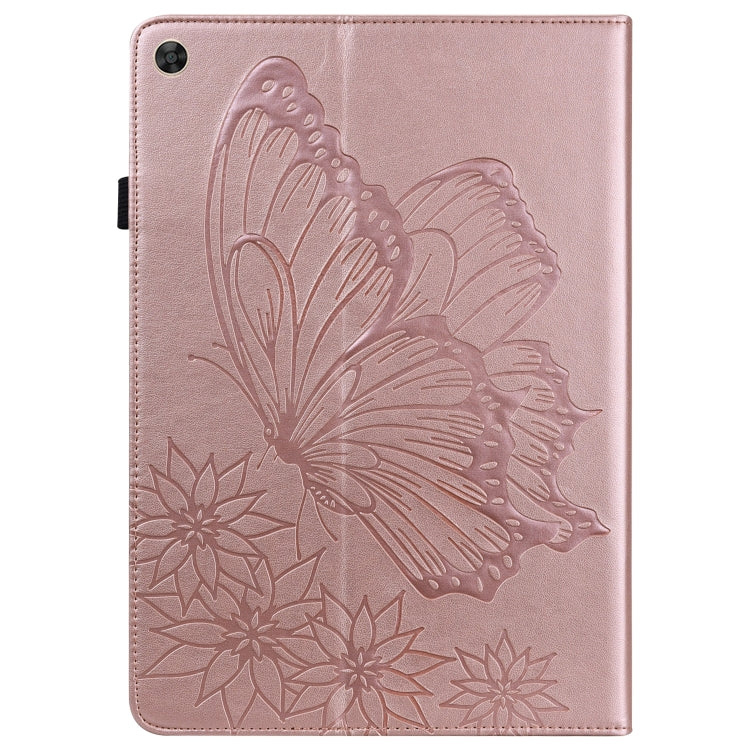 For Huawei MatePad T 10s Big Butterfly Embossed Leather Tablet Case(Rose Gold) - Huawei by PMC TechLife | Online Shopping South Africa | PMC TechLife | Buy Now Pay Later Mobicred