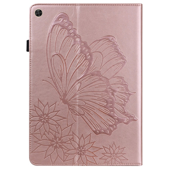 For Huawei MatePad T 10s Big Butterfly Embossed Leather Tablet Case(Rose Gold)