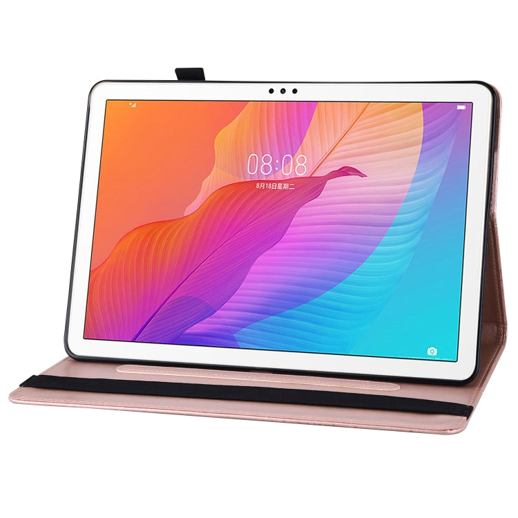 For Huawei MatePad T 10s Big Butterfly Embossed Leather Tablet Case(Rose Gold) - Huawei by PMC TechLife | Online Shopping South Africa | PMC TechLife | Buy Now Pay Later Mobicred