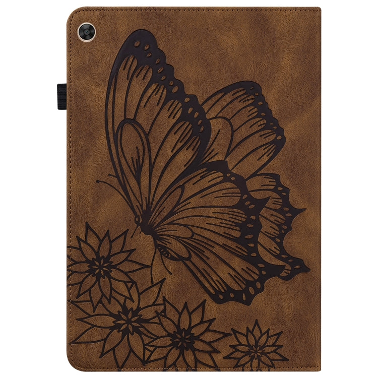 For Huawei MatePad T 10s Big Butterfly Embossed Leather Tablet Case(Brown) - Huawei by PMC TechLife | Online Shopping South Africa | PMC TechLife | Buy Now Pay Later Mobicred