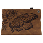 For Huawei MatePad T 10s Big Butterfly Embossed Leather Tablet Case(Brown)