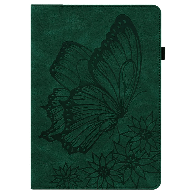 For OPPO Pad 11 inch 2022 Big Butterfly Embossed Leather Tablet Case(Green)