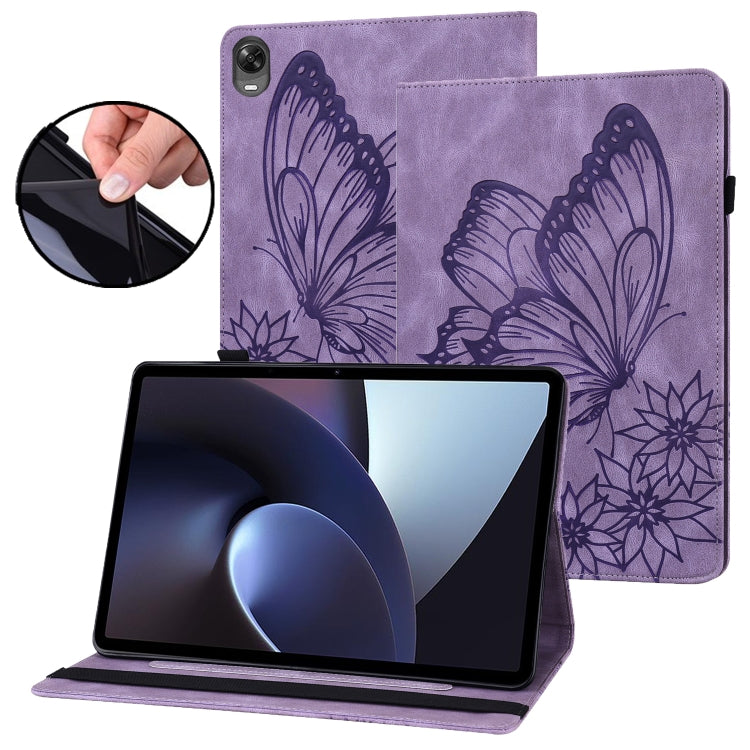 For OPPO Pad 11 inch 2022 Big Butterfly Embossed Leather Tablet Case(Purple) - OPPO by PMC TechLife | Online Shopping South Africa | PMC TechLife | Buy Now Pay Later Mobicred