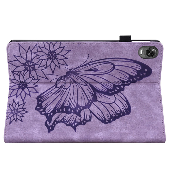 For OPPO Pad 11 inch 2022 Big Butterfly Embossed Leather Tablet Case(Purple)