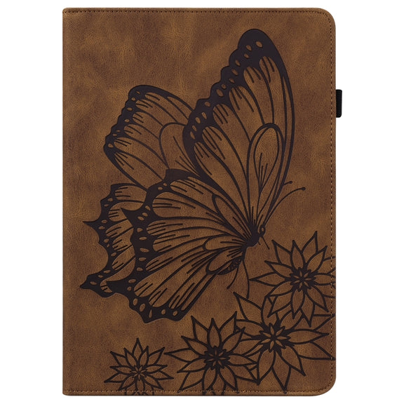 For OPPO Pad 11 inch 2022 Big Butterfly Embossed Leather Tablet Case(Brown)