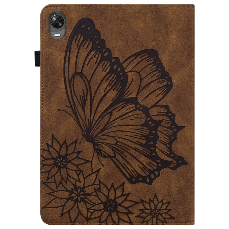 For OPPO Pad 11 inch 2022 Big Butterfly Embossed Leather Tablet Case(Brown) - OPPO by PMC TechLife | Online Shopping South Africa | PMC TechLife | Buy Now Pay Later Mobicred