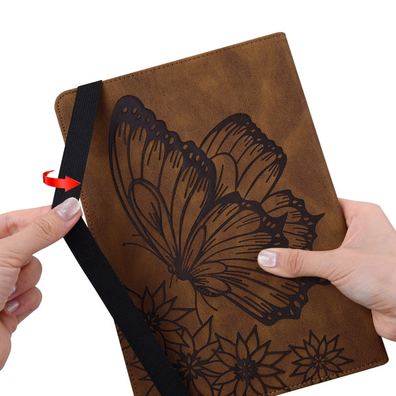 For OPPO Pad 11 inch 2022 Big Butterfly Embossed Leather Tablet Case(Brown)