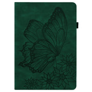 For Realme Pad Big Butterfly Embossed Leather Tablet Case(Green)