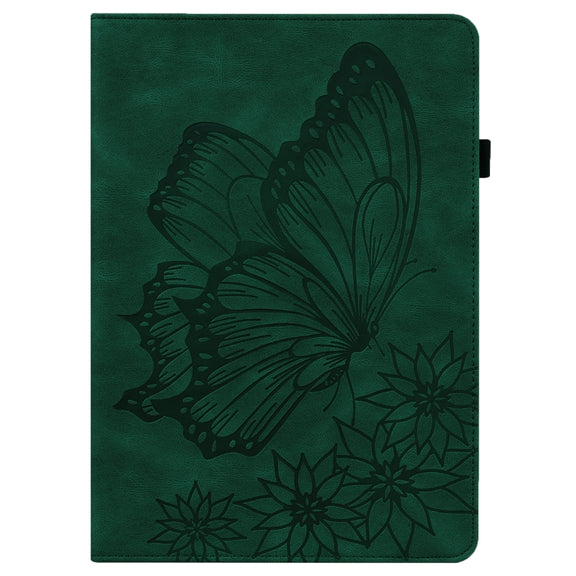 For Realme Pad Big Butterfly Embossed Leather Tablet Case(Green)