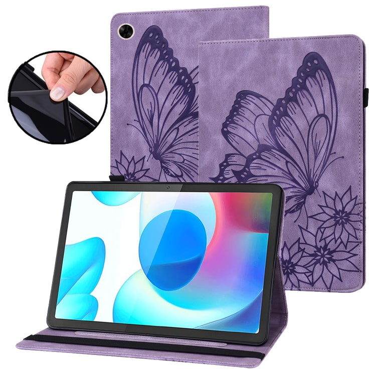 For Realme Pad Big Butterfly Embossed Leather Tablet Case(Purple) - Realme by PMC TechLife | Online Shopping South Africa | PMC TechLife | Buy Now Pay Later Mobicred