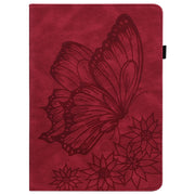 For Realme Pad Big Butterfly Embossed Leather Tablet Case(Red)