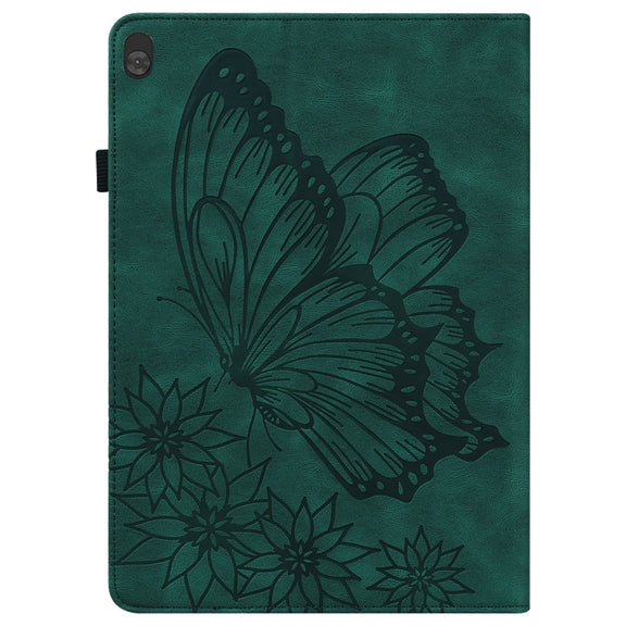 For Lenovo Tab M10 X505L Big Butterfly Embossed Leather Tablet Case(Green)