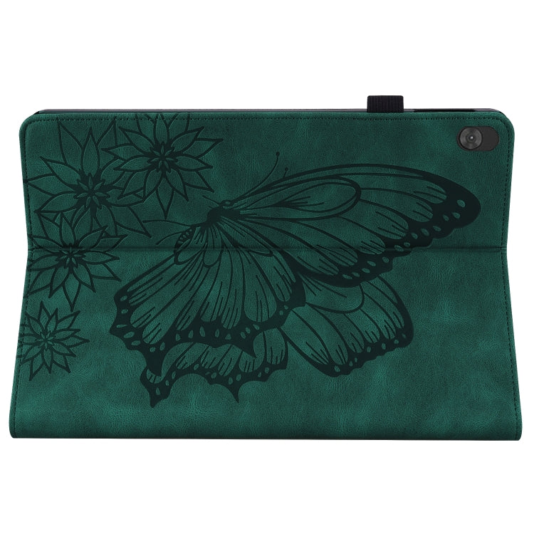 For Lenovo Tab M10 X505L Big Butterfly Embossed Leather Tablet Case(Green)