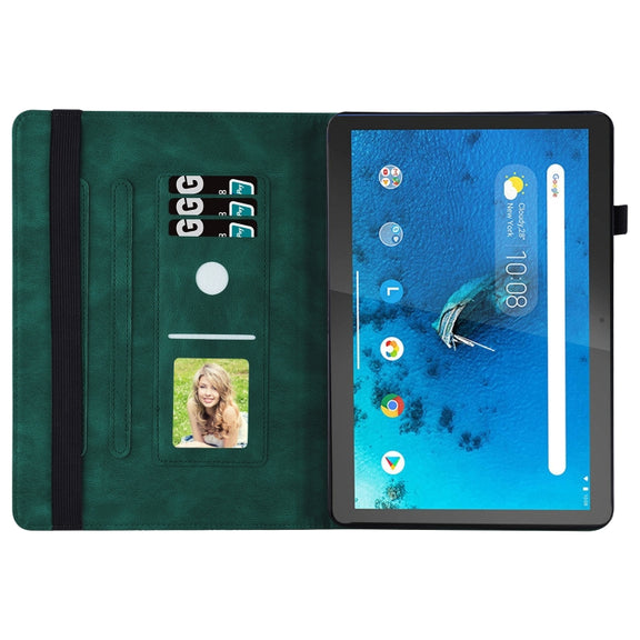 For Lenovo Tab M10 X505L Big Butterfly Embossed Leather Tablet Case(Green)