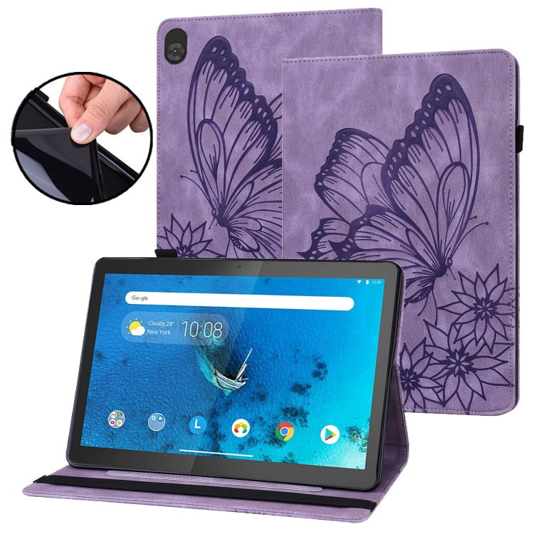 For Lenovo Tab M10 X505L Big Butterfly Embossed Leather Tablet Case(Purple) - Lenovo by PMC TechLife | Online Shopping South Africa | PMC TechLife | Buy Now Pay Later Mobicred