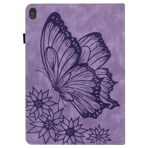 For Lenovo Tab M10 X505L Big Butterfly Embossed Leather Tablet Case(Purple)