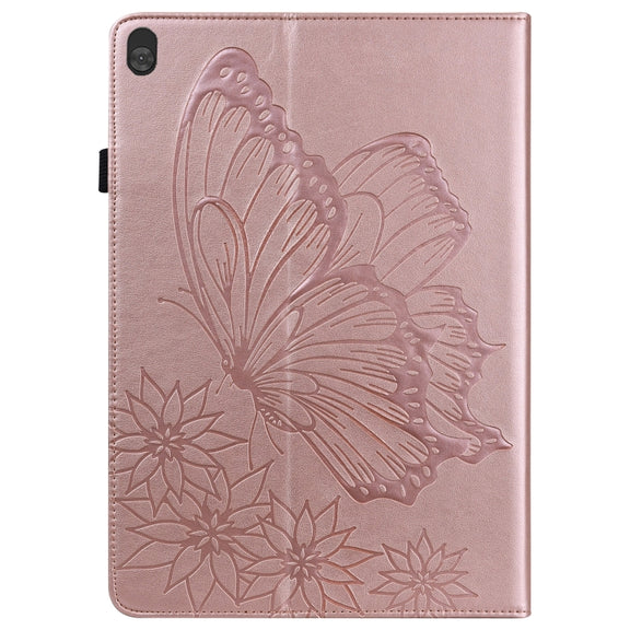 For Lenovo Tab M10 X505L Big Butterfly Embossed Leather Tablet Case(Rose Gold)