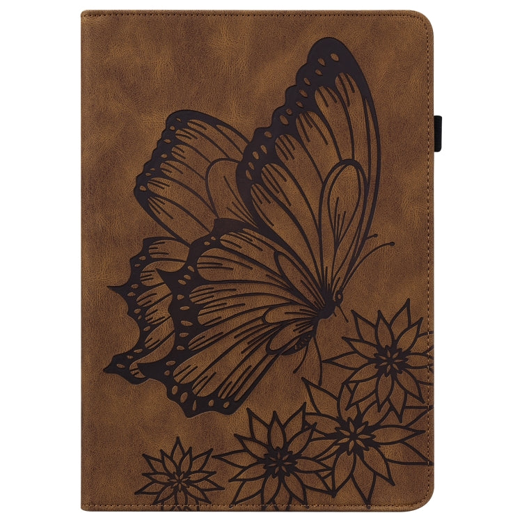 For Lenovo Tab M10 X505L Big Butterfly Embossed Leather Tablet Case(Brown)