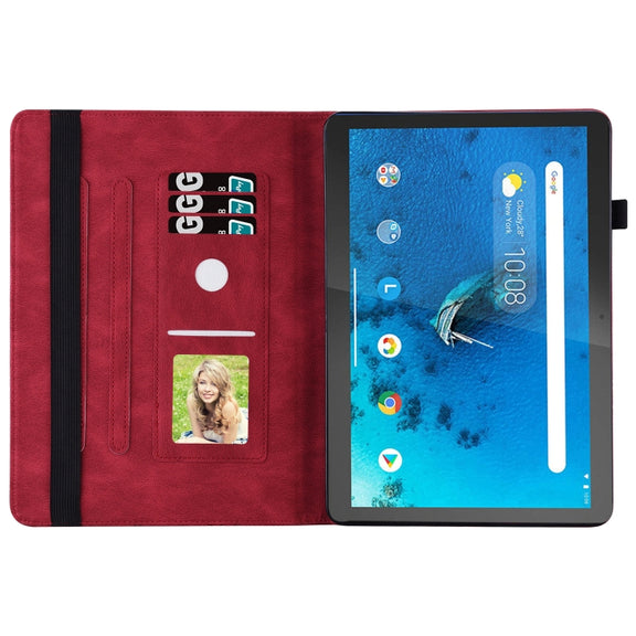 For Lenovo Tab M10 X505L Big Butterfly Embossed Leather Tablet Case(Red)