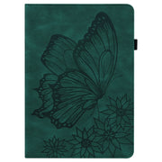 For Lenovo Tab M10 Plus 10.6 3rd Gen 2022 Big Butterfly Embossed Leather Tablet Case(Green)