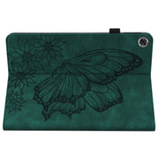 For Lenovo Tab M10 Plus 10.6 3rd Gen 2022 Big Butterfly Embossed Leather Tablet Case(Green)