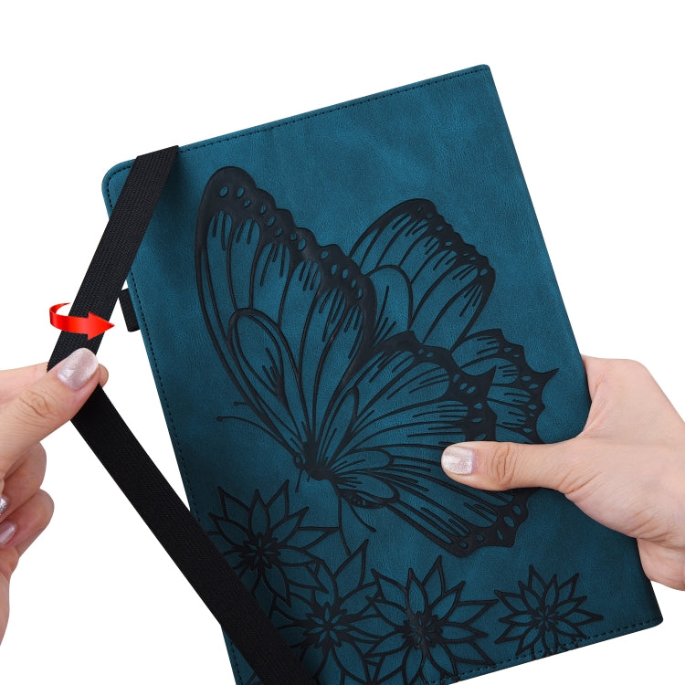 For Lenovo Tab M10 Plus 10.6 3rd Gen 2022 Big Butterfly Embossed Leather Tablet Case(Blue)