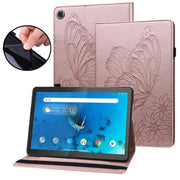 For Lenovo Tab M10 Plus 10.6 3rd Gen 2022 Big Butterfly Embossed Leather Tablet Case(Rose Gold)