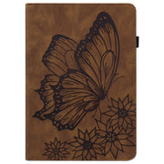 For Lenovo Tab M10 Plus 10.6 3rd Gen 2022 Big Butterfly Embossed Leather Tablet Case(Brown)