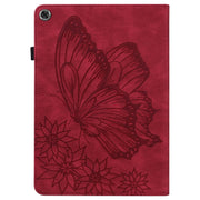 For Lenovo Tab M10 Plus 10.6 3rd Gen 2022 Big Butterfly Embossed Leather Tablet Case(Red)