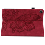 For Lenovo Tab M10 Plus 10.6 3rd Gen 2022 Big Butterfly Embossed Leather Tablet Case(Red)