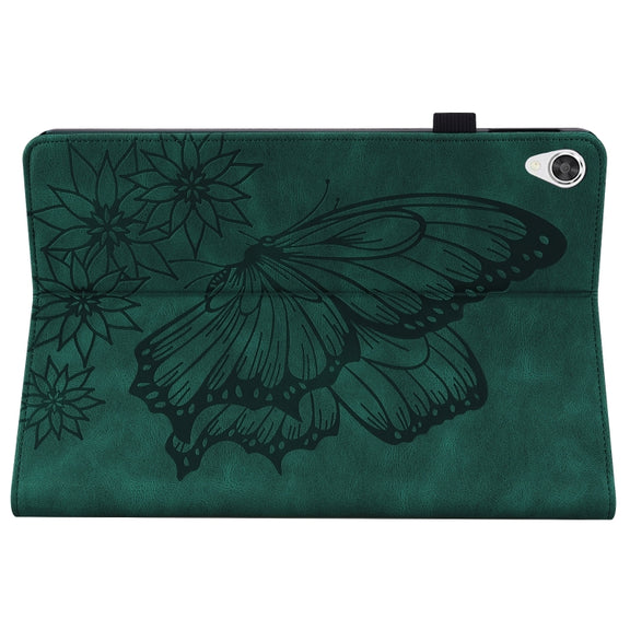 For Lenovo Tab P11 Big Butterfly Embossed Leather Tablet Case(Green)