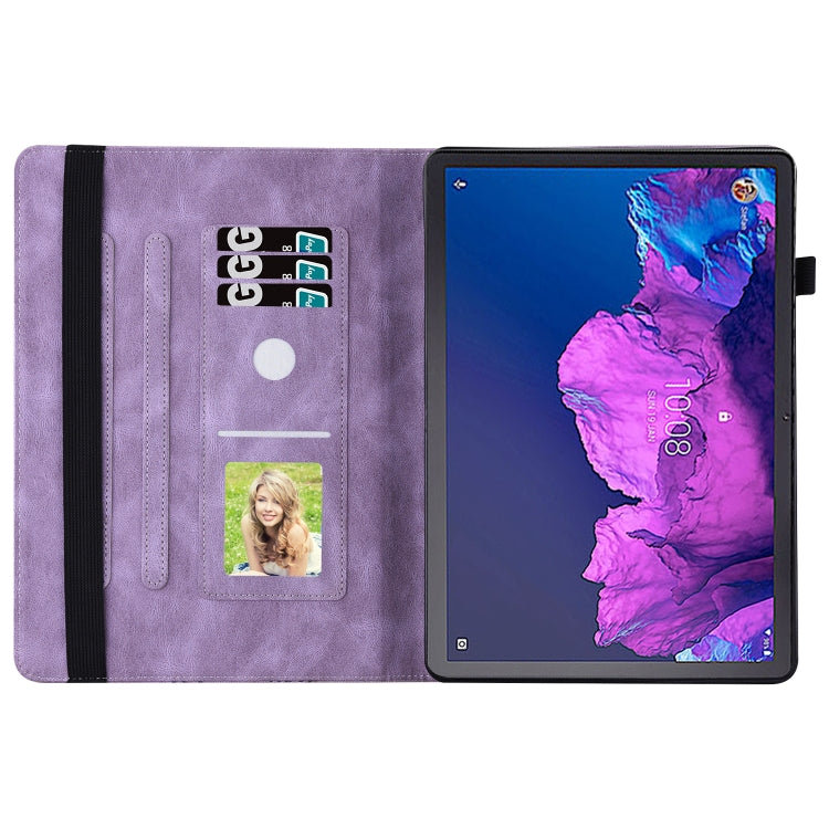 For Lenovo Tab P11 Big Butterfly Embossed Leather Tablet Case(Purple)