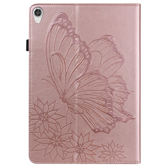 For Lenovo Tab P11 Big Butterfly Embossed Leather Tablet Case(Rose Gold)