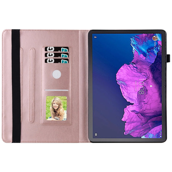 For Lenovo Tab P11 Big Butterfly Embossed Leather Tablet Case(Rose Gold)