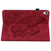 For Lenovo Tab P11 Big Butterfly Embossed Leather Tablet Case(Red)
