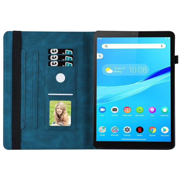For Lenovo Tab M10 HD 2nd Gen Big Butterfly Embossed Leather Tablet Case(Blue)
