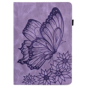 For Lenovo Tab M10 HD 2nd Gen Big Butterfly Embossed Leather Tablet Case(Purple)