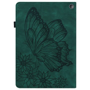 For Amazon Kindle Fire HD 10 / 10 Plus 2021 Big Butterfly Embossed Leather Tablet Case(Green)
