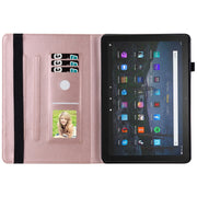 For Amazon Kindle Fire HD 10 / 10 Plus 2021 Big Butterfly Embossed Leather Tablet Case(Rose Gold)