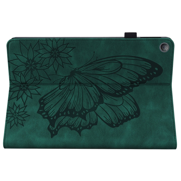 For Amazon Kindle Fire HD 10 2019 / 2017 Big Butterfly Embossed Smart Leather Tablet Case(Green) - Amazon by PMC TechLife | Online Shopping South Africa | PMC TechLife | Buy Now Pay Later Mobicred