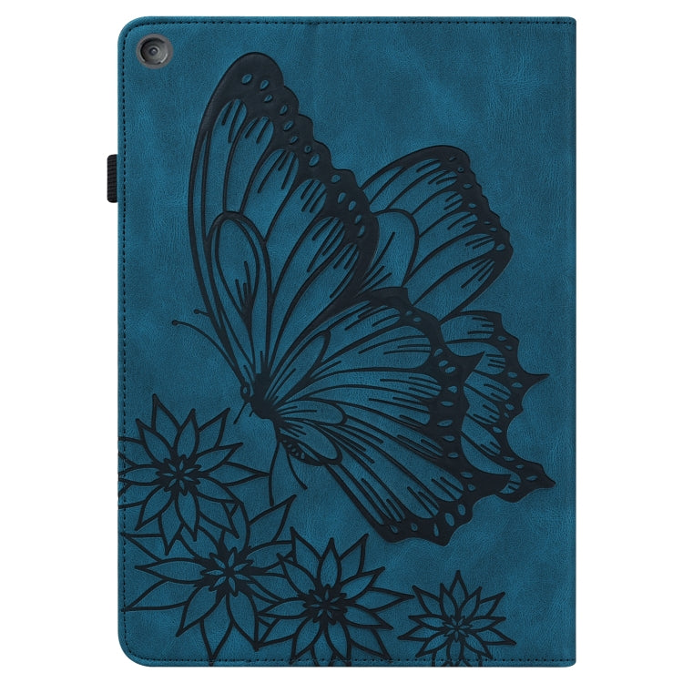 For Amazon Kindle Fire HD 10 2019 / 2017 Big Butterfly Embossed Smart Leather Tablet Case(Blue) - Amazon by PMC TechLife | Online Shopping South Africa | PMC TechLife | Buy Now Pay Later Mobicred