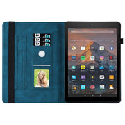 For Amazon Kindle Fire HD 10 2019 / 2017 Big Butterfly Embossed Smart Leather Tablet Case(Blue)