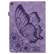 For Amazon Kindle Fire HD 10 2019 / 2017 Big Butterfly Embossed Smart Leather Tablet Case(Purple)